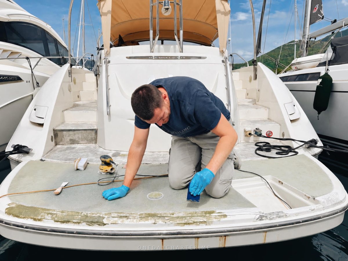 Marko working on a boat - One Day Charter boat care